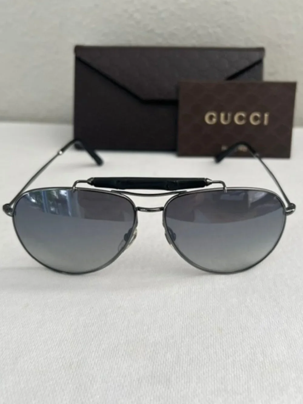 Gucci Silver Gradient Aviator Sunglasses